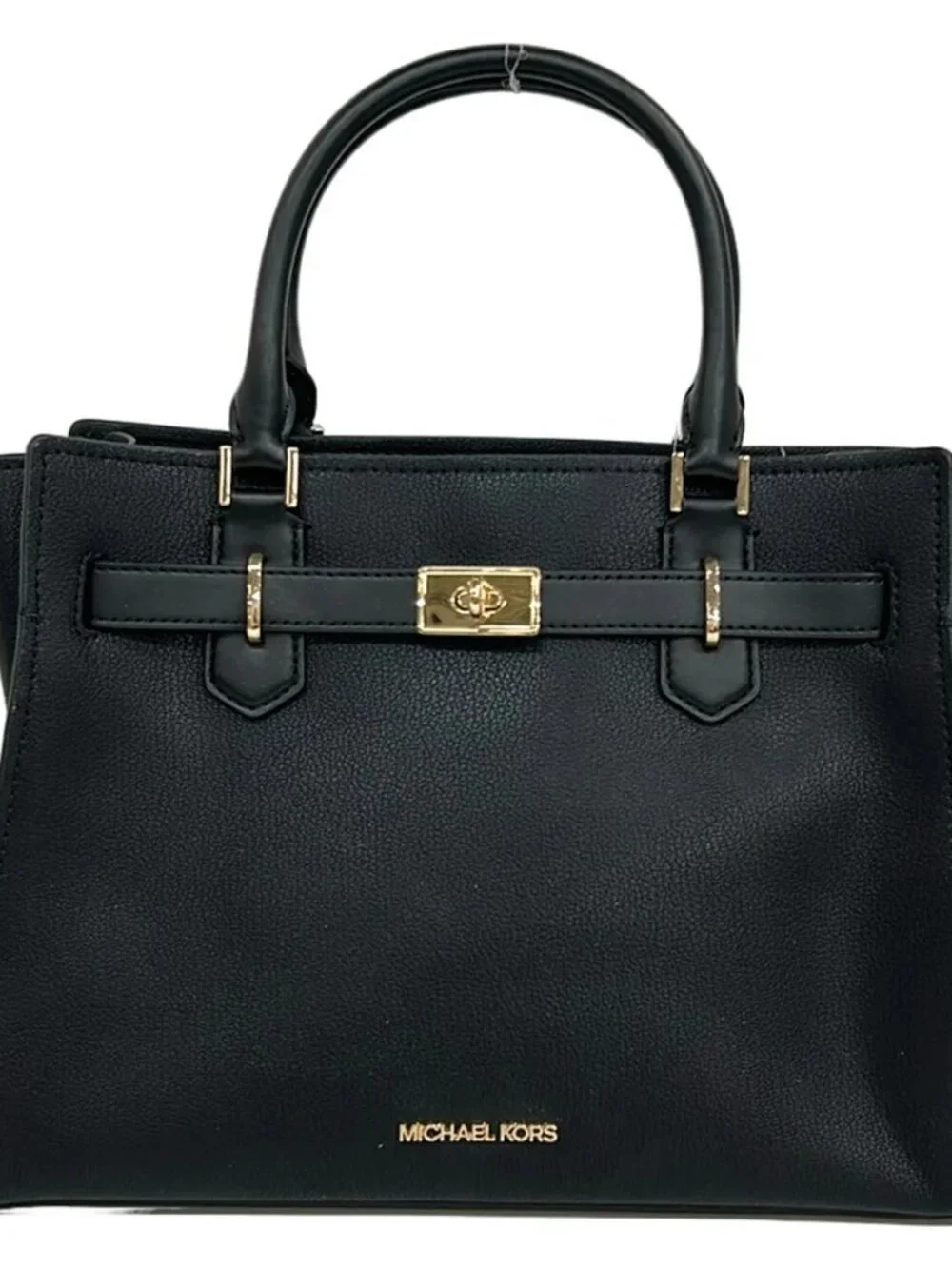 MICHAEL KORS Hamilton Medium Satchel 35T1GHMS2L Black Leather Tote Bag